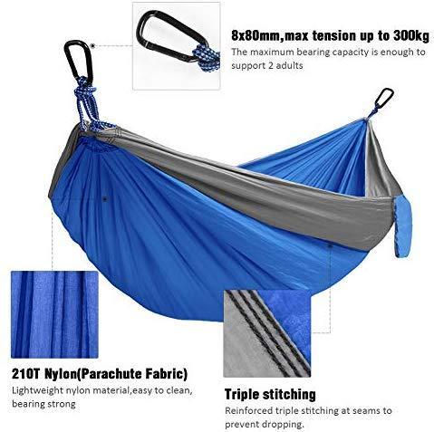 Kootek Camping Hammock Double & Single Portable Hammocks with 2 Tree Straps, Lightweight Nylon Parachute Hammocks for Backpacking, Travel, Beach, Backyard, Patio, Hiking