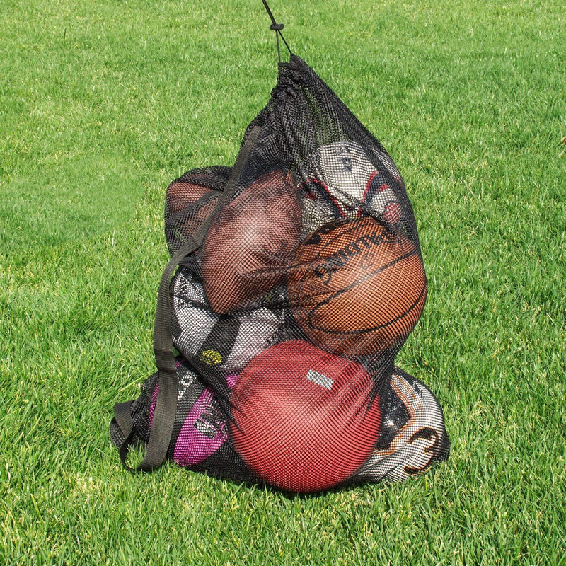 Super Z Outlet Sports Ball Bag Drawstring Mesh - Extra Large Professional Equipment with Shoulder Strap Black (30" x 40" Inches)