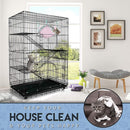 Petsmatig Wire Cat Cage: Spacious Foldable Metal Pet Crate Playpen with 3 Openings, 3 Platforms, 3 Ladders, 1 Hammock, 1 Bottom Tray, 4 Wheels and Free Grooming Gloves