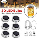 [Upgraded] Solar Mason Jar Lid Lights 30 LEDs - 1200mAh Battery | Outdoor Decor, Patio Garden Decor, Solar Lantern Table Light | 6-Pack Hangers and Lids String Fairy Firefly Lights/No Jars