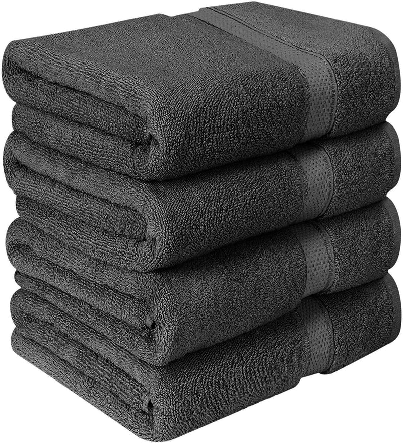 Utopia Towels Premium Bath Towels (Pack of 4, 27 x 54 inches) 100% Ring-Spun Cotton Towel Set (Grey)