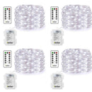 4 Pack Fairy Lights Fairy String Lights Battery Operated Waterproof 8 Modes Remote Control 50 Led String Lights 16.4ft Silver Wire Firefly lights for Bedroom Wedding Festival Decor (Cool White) ¡­