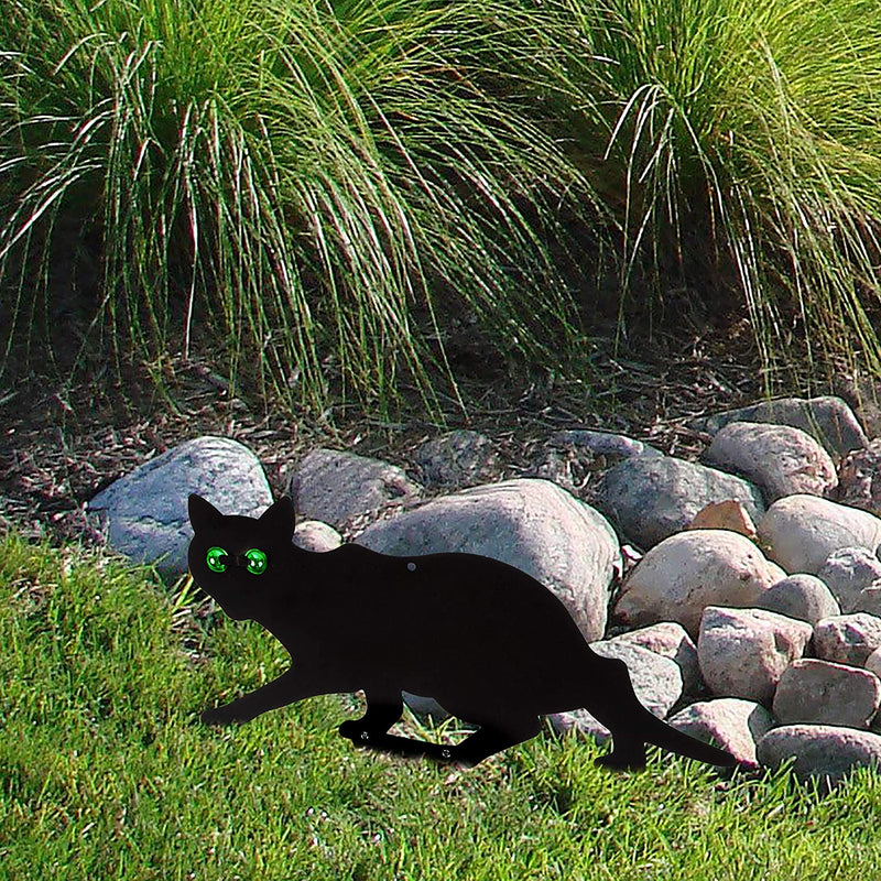 Tapix Garden Scare Cats with Reflective Eyes, Car Decoy Outdoor Statue - Cat Repellent Garden and Yard Decoration - Cat Garden Stake (Set of 4)