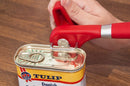 ACE Safety Can Opener - Cut With The Smooth Edge Side Cutting Red Manual Tin Can Opener. Round Handle Designed To Fit In Your Palm. Coupled With Rubberized Knob For A Firm Grip.