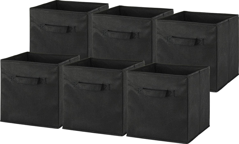 6 Pack - SimpleHouseware Foldable Cube Storage Bin, Black