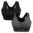 Women's Zip Front Sports Bra Wireless Post-Surgery Bra Active Yoga Sports Bras