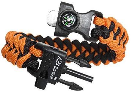 A2S Protection Paracord Bracelet K2-Peak – Survival Gear Kit with Embedded Compass, Fire Starter, Emergency Knife & Whistle EDC Hiking Gear- Camping Gear