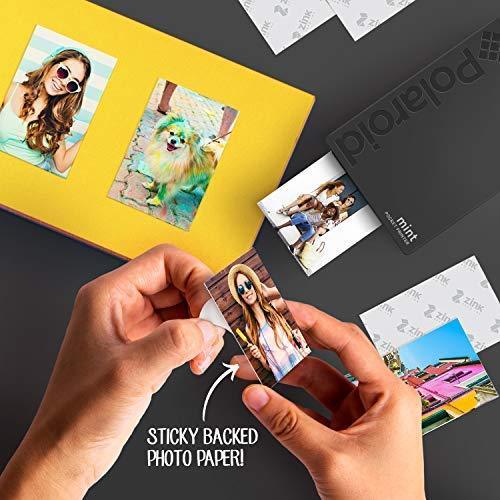 Polaroid Mint Pocket Printer W/ Zink Zero Ink Technology & Built-In Bluetooth for Android & iOS Devices - Black