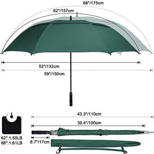 G4Free 54 62 68 inch Extra Large Windproof Golf Umbrella UV Protection Automatic Open Double Canopy Vented Sun Rain Umbrella Oversize Stick Umbrellas