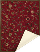 Ottomanson Ottohome Collection Floral Garden Design Modern Area Rug with Non-Skid (Non-Slip) Rubber Backing, Dark Red, 39" L x 60" W