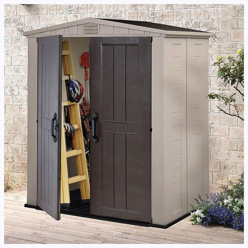 HEATAPPLY Outdoor 3 x 6-ft Storage Shed in Taupe Brown Polypropylene