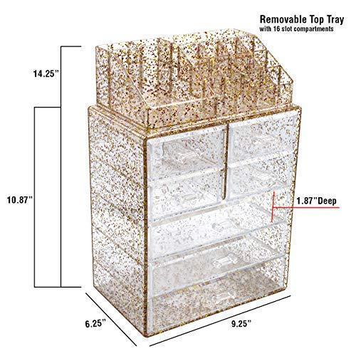 Sorbus Acrylic Cosmetic Makeup and Jewelry Storage Case Display-Spacious Design-for Bathroom, Dresser, Vanity and Countertop (4 Large, 2 Small Drawers, Clear)