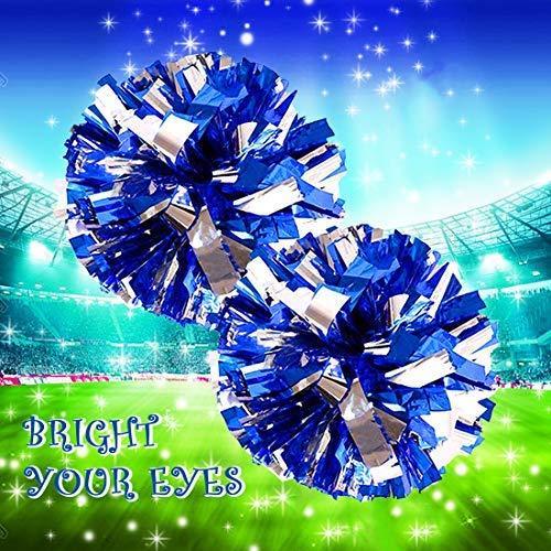 hatisan 4Pcs Large Cheerleader Pom Poms, Pom Poms Cheerleading Metallic Foil & Plastic Ring Pompoms Cheerleader, Cheerleading Poms Accessory Pompoms Cheer for Sports Team Spirit Cheering