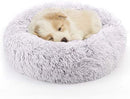 Nest 9 Donut Dog Cat Bed, Soft Plush Pet Cushion, Anti-Slip Machine Washable Self-Warming Pet Bed - Improved Sleep for Cats Small Medium Dogs (Multiple Sizes)