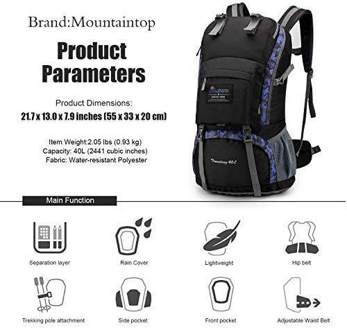 MOUNTAINTOP 40L Hiking Backpack for Outdoor Camping