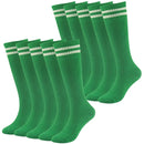 Youth Soccer Socks Fasoar Teens Knee High Football Socks Long Striped Rugby Tube Socks 2/6/10 Pairs