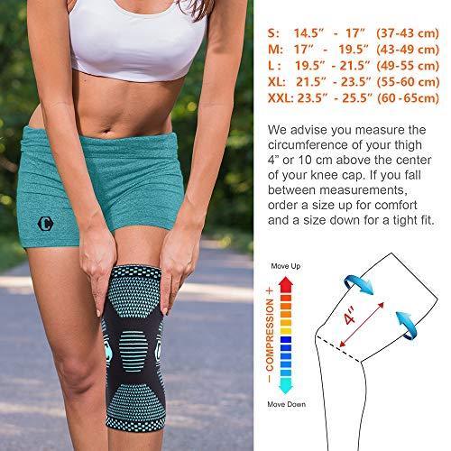 CAMBIVO 2 Pack Knee Brace, Knee Compression Sleeve Support for Running, Arthritis, ACL, Meniscus Tear, Sports, Joint Pain Relief and Injury Recovery