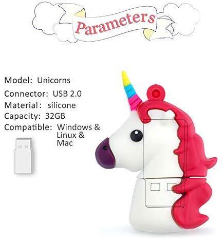 32GB Unicorn USB Flash Drive Pack of 4 Pendrives Kids Pen Drive Student Storage Zip Drive