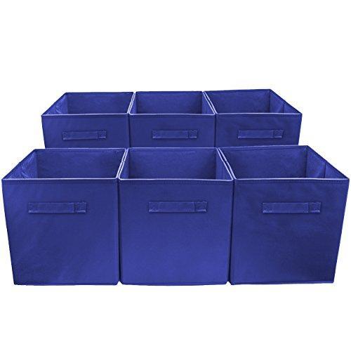 Sorbus Storage Cube Basket Bin, 6 Pack Navy Blue