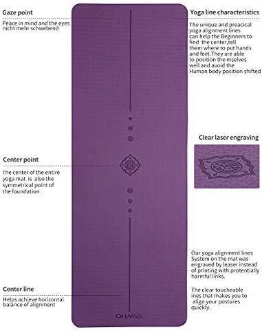 YAWHO Yoga Mat Fitness Mat Specifications 72'' x 26'' Thickness 1/4-Inch Eco Friendly Material SGS Certified Ingredients TPE Extra Large Non-Slip Exercise Mat with Carry Bag