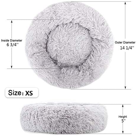 Nest 9 Donut Dog Cat Bed, Soft Plush Pet Cushion, Anti-Slip Machine Washable Self-Warming Pet Bed - Improved Sleep for Cats Small Medium Dogs (Multiple Sizes)