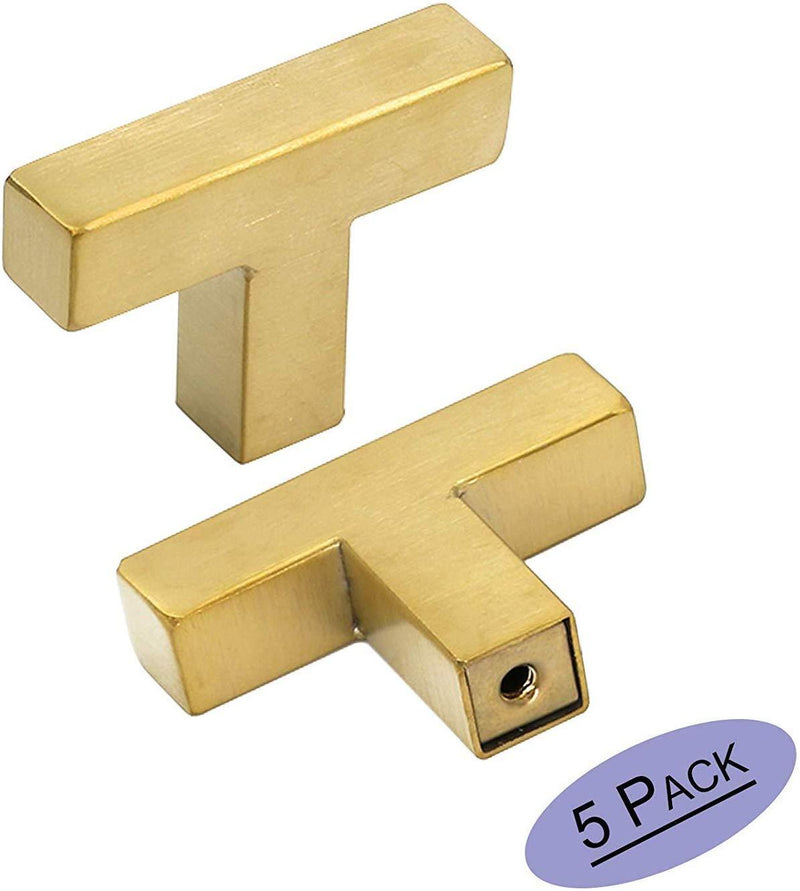 goldenwarm Gold Cabinet Pulls Square Kitchen Hardware Handles 10 Pack - LSJ12GD160 Brushed Brass Pulls for Cabinets Closet Square Cupboard Bathroom Desk Door Knobs 6-1/4in(160mm) Hole Centers