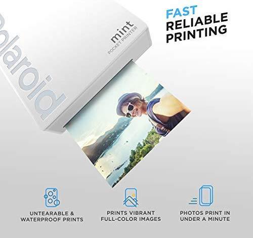 Polaroid Mint Pocket Printer W/ Zink Zero Ink Technology & Built-In Bluetooth for Android & iOS Devices - Black