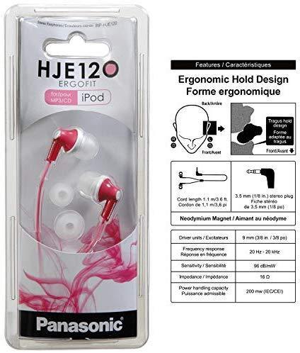 Panasonic ErgoFit In-Ear Earbud Headphones RP-HJE120-KA (Matte Black) Dynamic Crystal-Clear Sound, Ergonomic Comfort-Fit