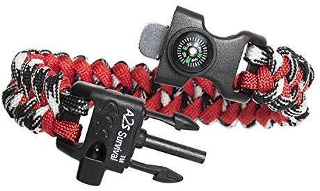 A2S Protection Paracord Bracelet K2-Peak – Survival Gear Kit with Embedded Compass, Fire Starter, Emergency Knife & Whistle EDC Hiking Gear- Camping Gear