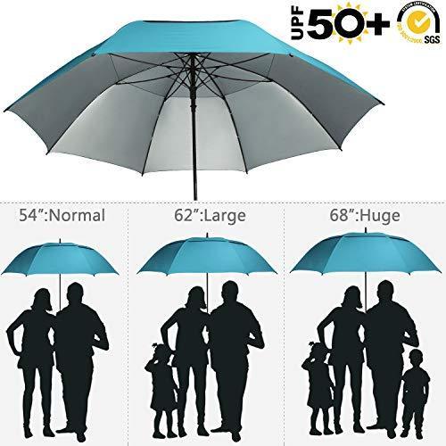 G4Free 54 62 68 inch Extra Large Windproof Golf Umbrella UV Protection Automatic Open Double Canopy Vented Sun Rain Umbrella Oversize Stick Umbrellas