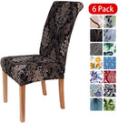 smiry Stretch Printed Dining Chair Covers, Spandex Removable Washable Dining Chair Protector Slipcovers for Home, Kitchen, Party, Restaurant - Set of 6, Black Baroque