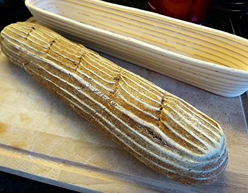 Banneton Bread Proofing Basket 8.5 inch Round Natural Rattan Cane Brotform with Linen Liner 2 Pack+ One Rubber Scraper+ One Silicone BBQ Brush by XUANNIAO