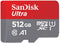 SanDisk 512GB Ultra MicroSDXC UHS-I Memory Card with Adapter - 100MB/s, C10, U1, Full HD, A1, Micro SD Card -  SDSQUAR-512G-GN6MA