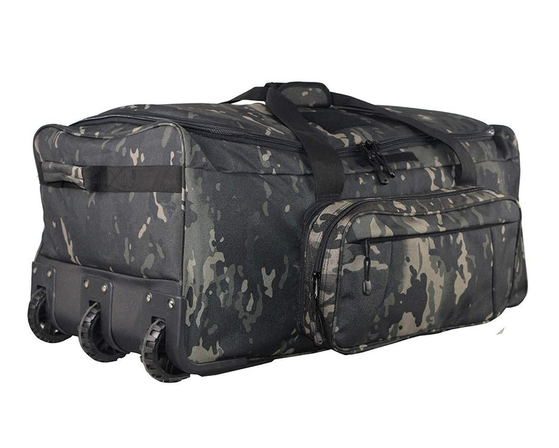 ARMYCAMOUSA Military Tactical Wheeled Deployment Trolley Duffel Bag Heavy-Duty Camping Hiking Running Trekking