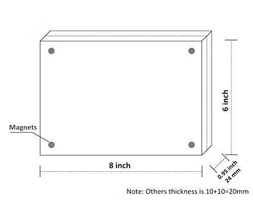 Acrylic Picture Frame 5x7", Double Sided Magnetic Photo Frames 20% Thicker Blcoks, Frameless Desktop Display Retail Gift Box Package (0.95inch, 5 Pack)