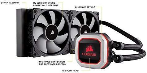 CORSAIR HYDRO Series H115i PRO RGB AIO Liquid CPU Cooler,280mm, Dual ML140 PWM Fans, Intel 115x/2066, AMD AM4