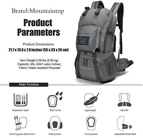 MOUNTAINTOP 40L Hiking Backpack for Outdoor Camping