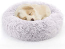 Nest 9 Donut Dog Cat Bed, Soft Plush Pet Cushion, Anti-Slip Machine Washable Self-Warming Pet Bed - Improved Sleep for Cats Small Medium Dogs (Multiple Sizes)