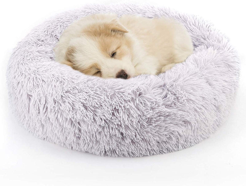 Nest 9 Donut Dog Cat Bed, Soft Plush Pet Cushion, Anti-Slip Machine Washable Self-Warming Pet Bed - Improved Sleep for Cats Small Medium Dogs (Multiple Sizes)