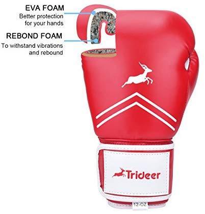 Trideer Pro Grade Boxing Gloves, Kickboxing Bagwork Gel Sparring Training Gloves, Muay Thai Style Punching Bag Mitts, Fight Gloves Men & Women